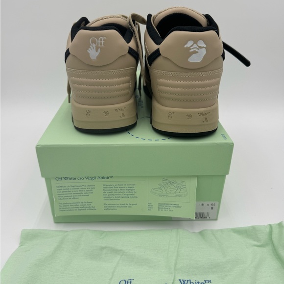 OFF-WHITE Out of Office Calf Leather Sneakers Beige / Black OOO - Picture 6 of 8